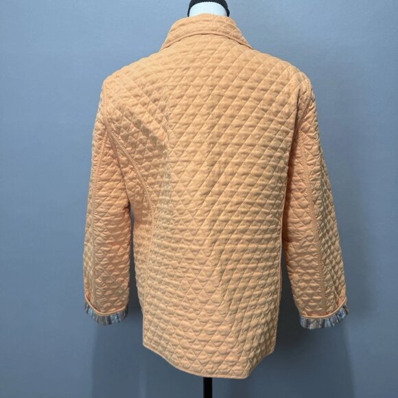 Weatherproof Quilted Jacket Womens Sz L Peach Orange Full Zip Lined Striped Cuff - Picture 3 of 10